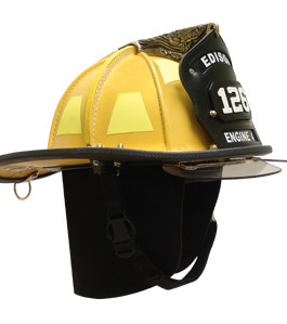 LION American Heritage Helmet with Low Profile Brass Eagle Shield Holder, Yellow